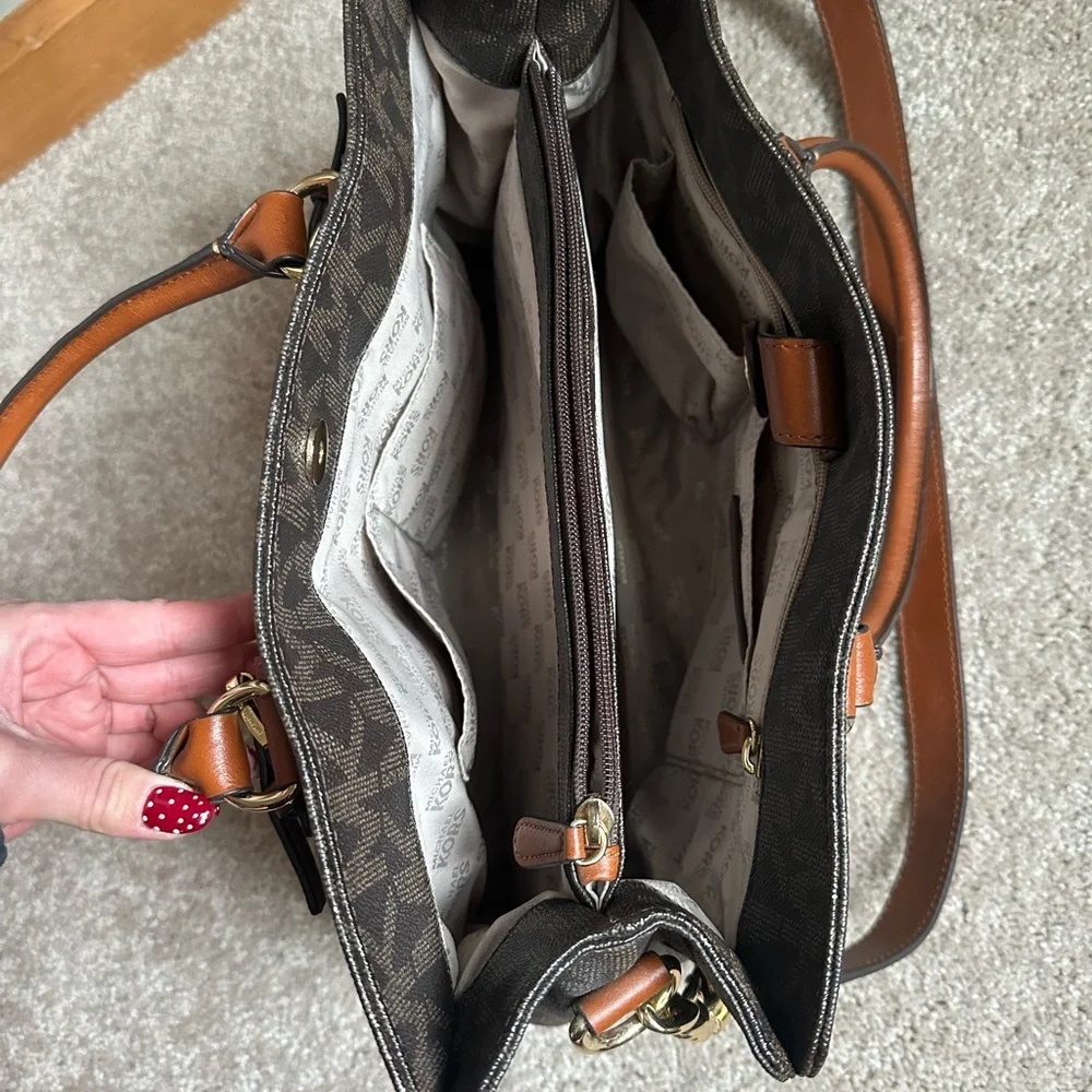 Michael Kors Brown Monogram Handbag - Picture 4 of 4